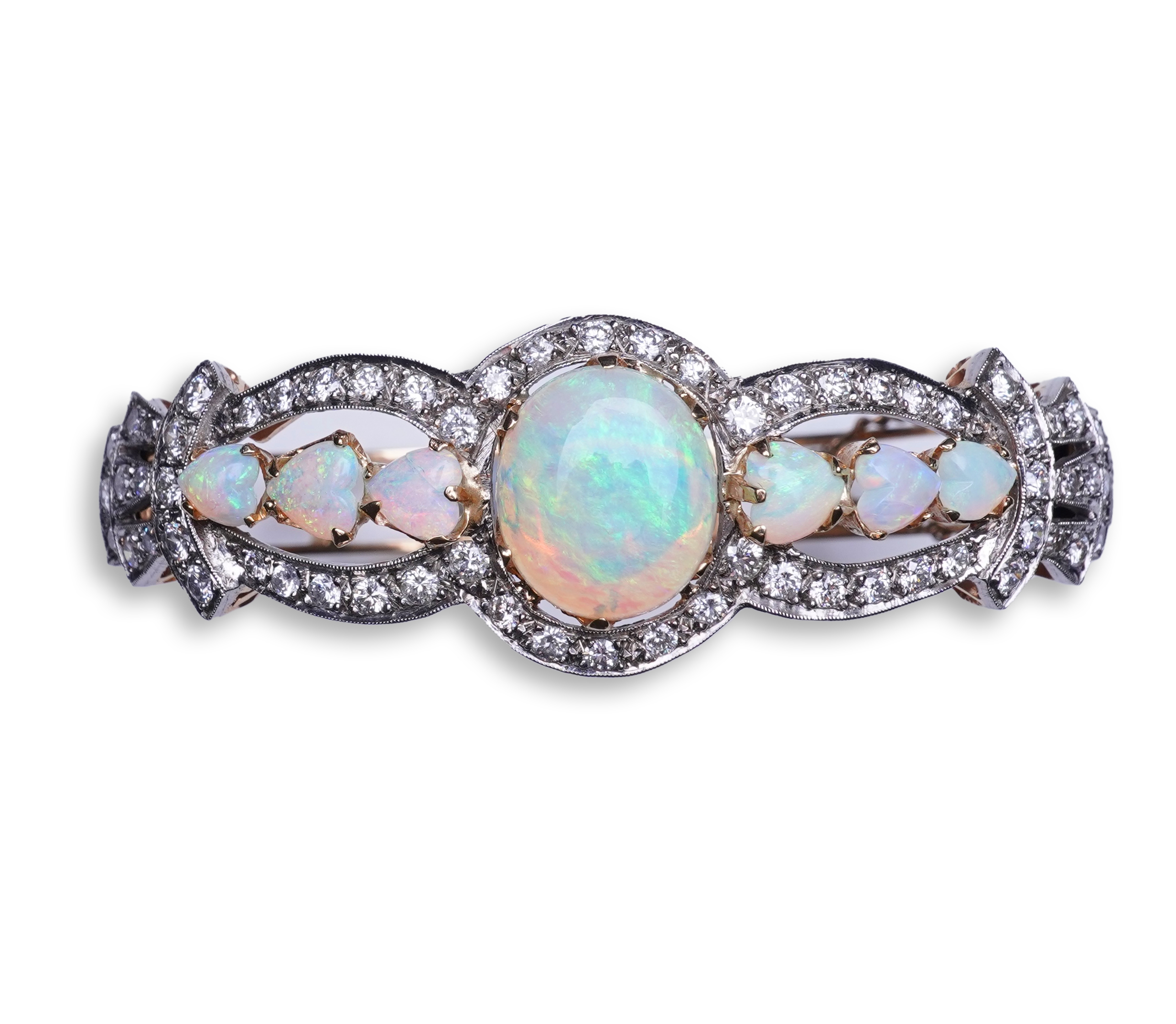 An opal and diamond bangle